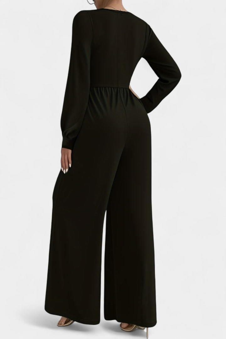 Iris | Eleganter Jumpsuit mit V-Ausschnitt und weitem Bein für Damen