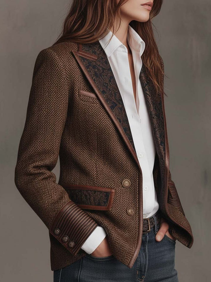 Ivanka | Blazer mit Fischgratmuster und gemusterten Revers für Damen