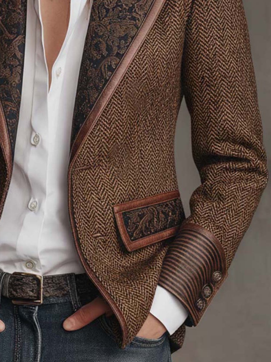Ivanka | Blazer mit Fischgratmuster und gemusterten Revers für Damen