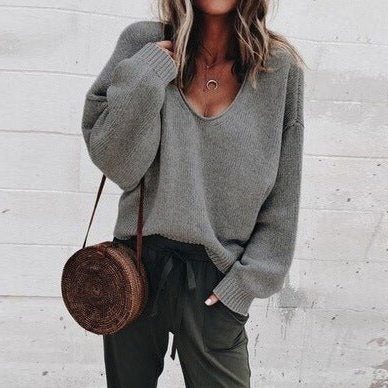 Ivona | Oversized-Strickpullover mit V-Ausschnitt für Damen
