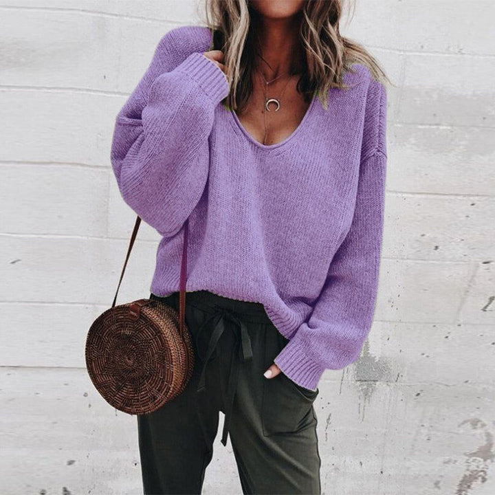 Ivona | Oversized-Strickpullover mit V-Ausschnitt für Damen