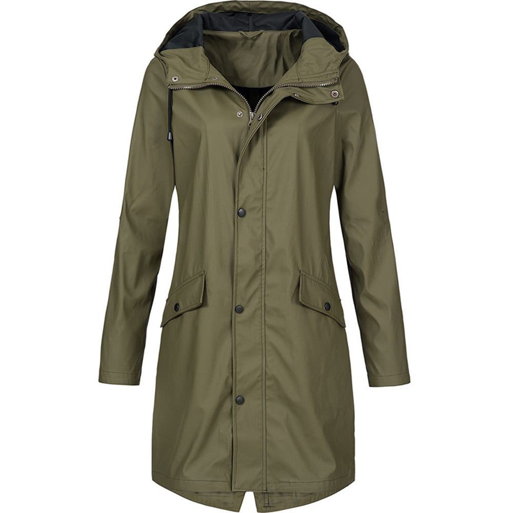 Kiri | Lange Regenjacke mit Kapuze in A-Linie für Damen