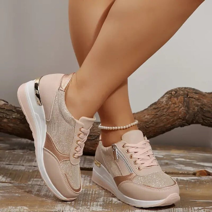 Kiri | Metallic-Plateau-Sneakers mit Schnürung und seitlichem Reissverschluss für Damen