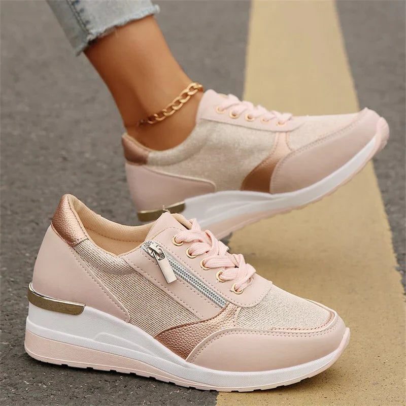Kiri | Metallic-Plateau-Sneakers mit Schnürung und seitlichem Reissverschluss für Damen