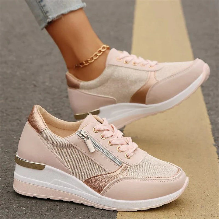 Kiri | Metallic-Plateau-Sneakers mit Schnürung und seitlichem Reissverschluss für Damen
