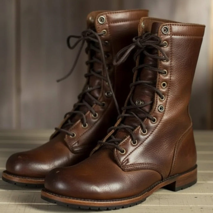 Selma | Wadenhohe Schnürstiefel aus Leder für Damen