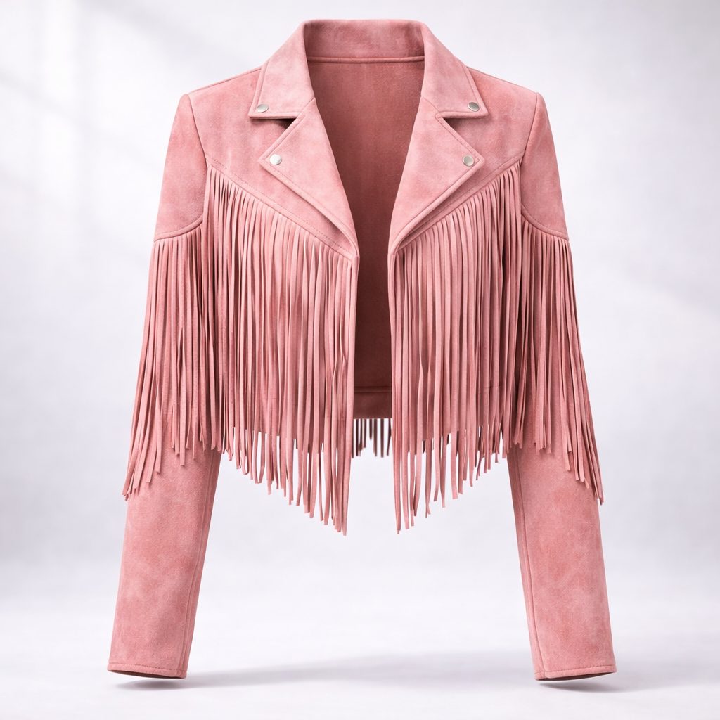 Leena | Kurze Boho-Jacke in Wildlederoptik mit Fransen für Damen