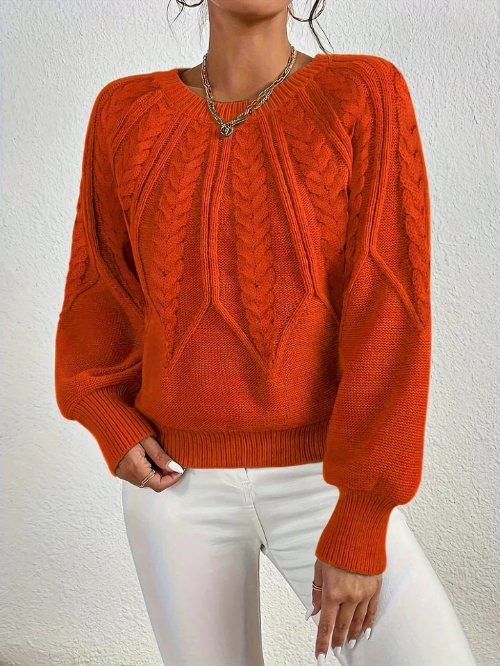 Linnea | Kurzer Zopfstrickpullover mit Rundhalsausschnitt für Damen
