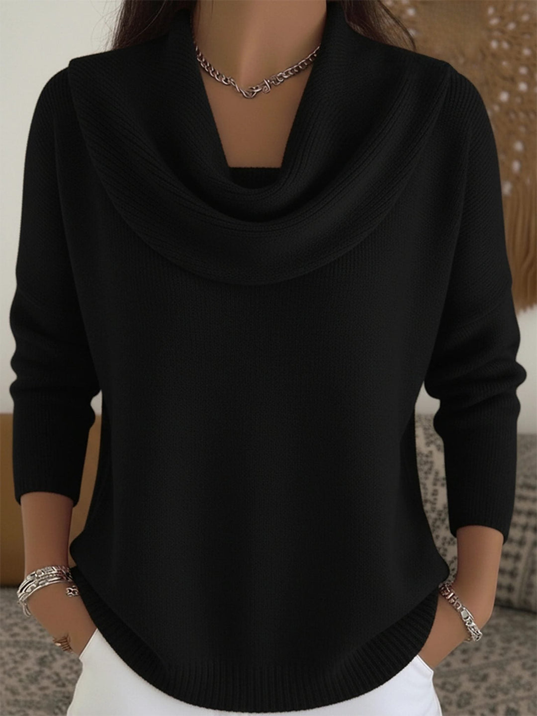 Lourdes | Strickpullover mit Wasserfallausschnitt für Damen