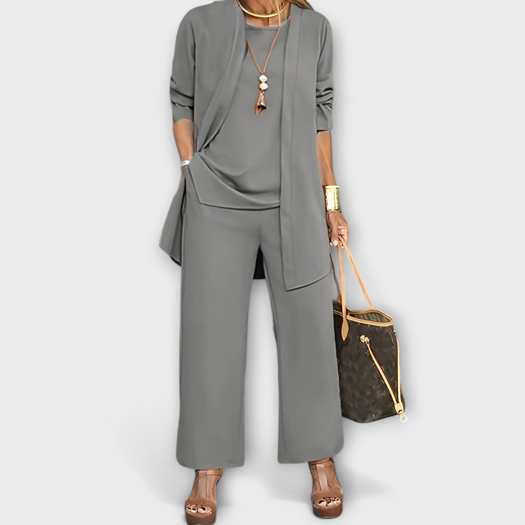 Leocadia | Dreiteiliges Set mit weiter Hose für Damen