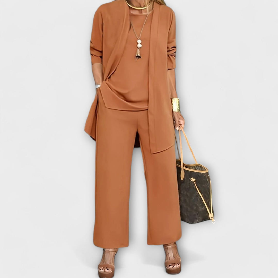 Leocadia | Dreiteiliges Set mit weiter Hose für Damen