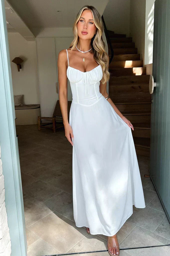 Valentina | Damen-Maxikleid mit Spaghettiträgern und Herzausschnitt für Hochzeitsgäste