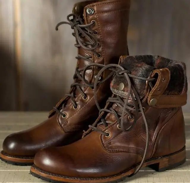 Nairobi | Schnürstiefeletten aus Leder mit Umschlagkragen für Damen