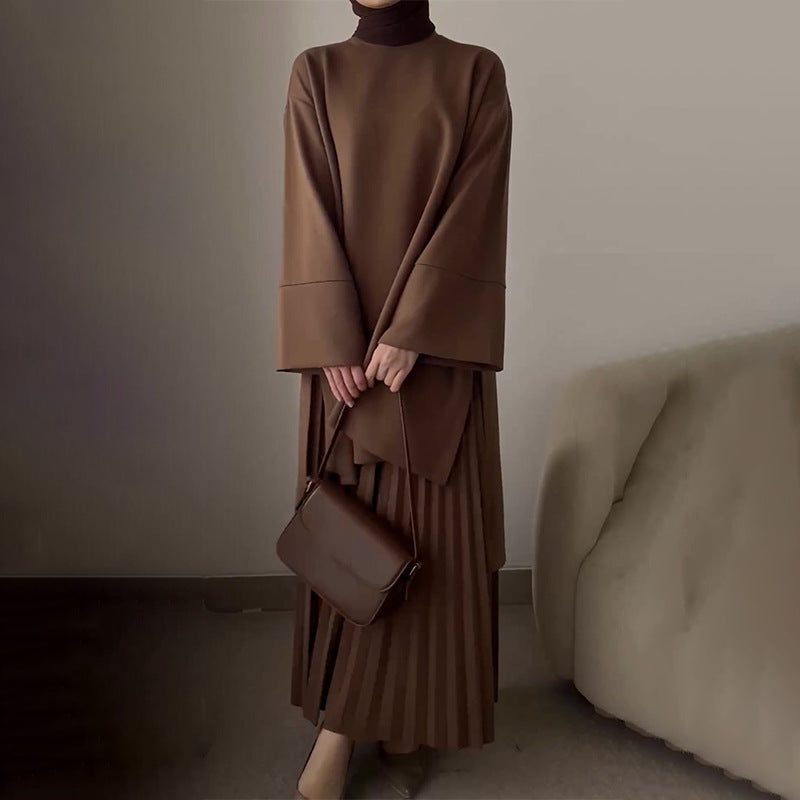 Nairobi | Oversized Midi-Set mit Plisseerock und Glockenärmeln für Damen