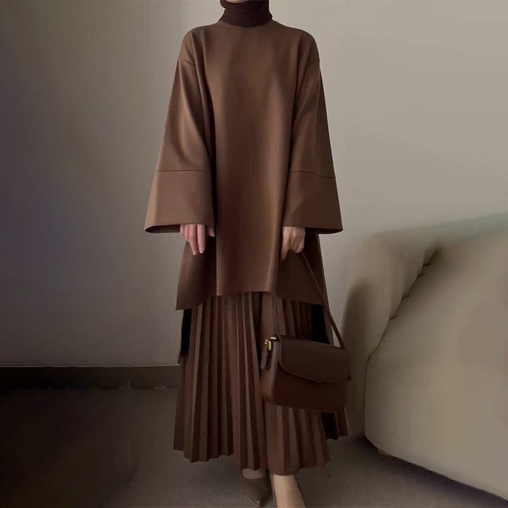 Nairobi | Oversized Midi-Set mit Plisseerock und Glockenärmeln für Damen