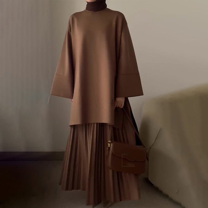Nairobi | Oversized Midi-Set mit Plisseerock und Glockenärmeln für Damen
