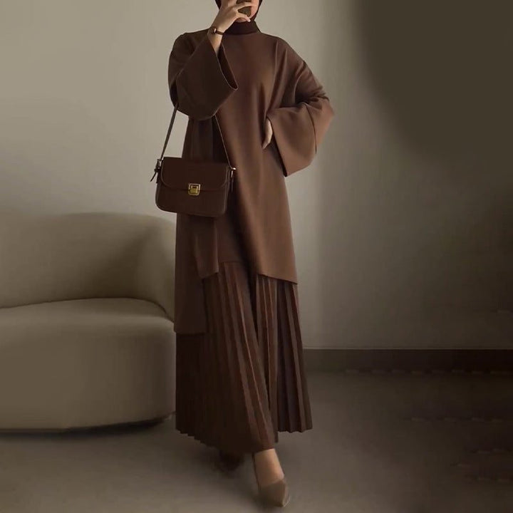 Nairobi | Oversized Midi-Set mit Plisseerock und Glockenärmeln für Damen
