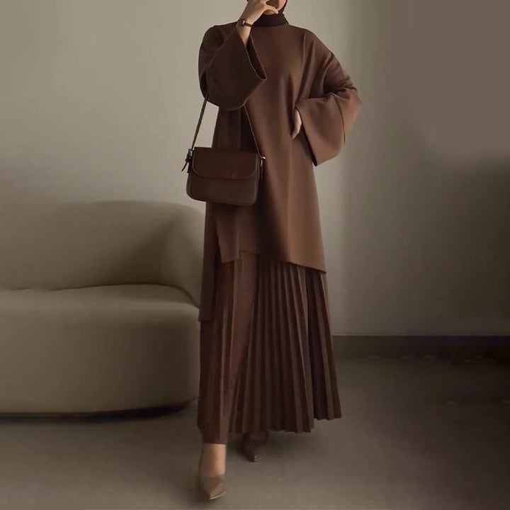 Nairobi | Oversized Midi-Set mit Plisseerock und Glockenärmeln für Damen