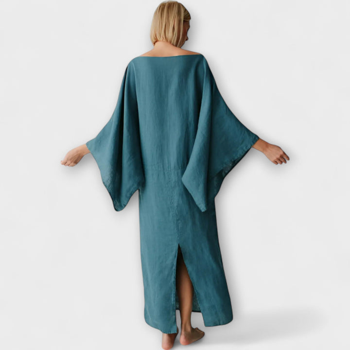 Dana - Kimono Kleid aus Leinen und Baumwolle