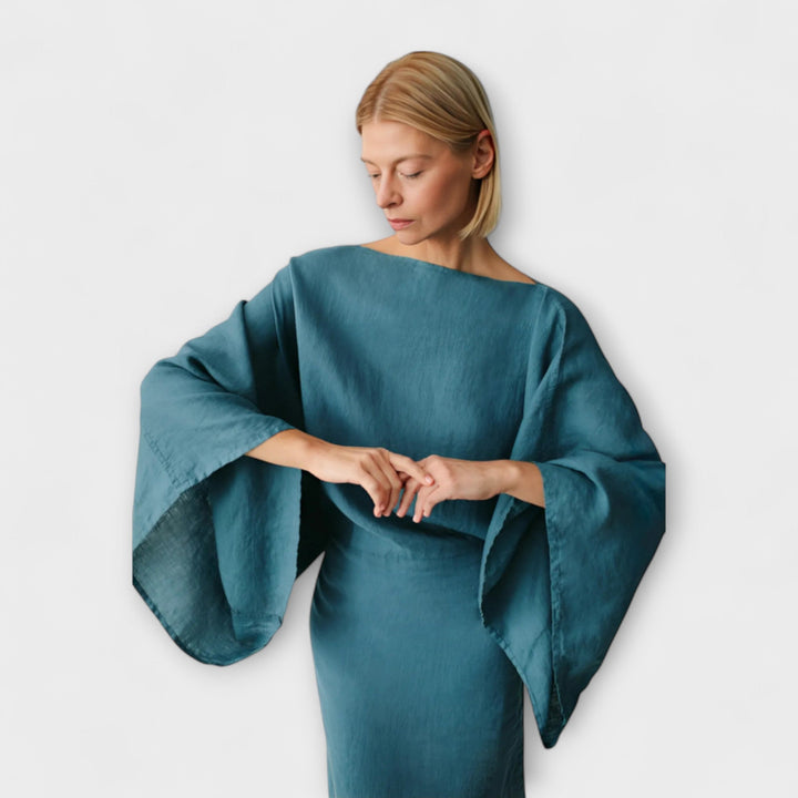 Dana - Kimono Kleid aus Leinen und Baumwolle