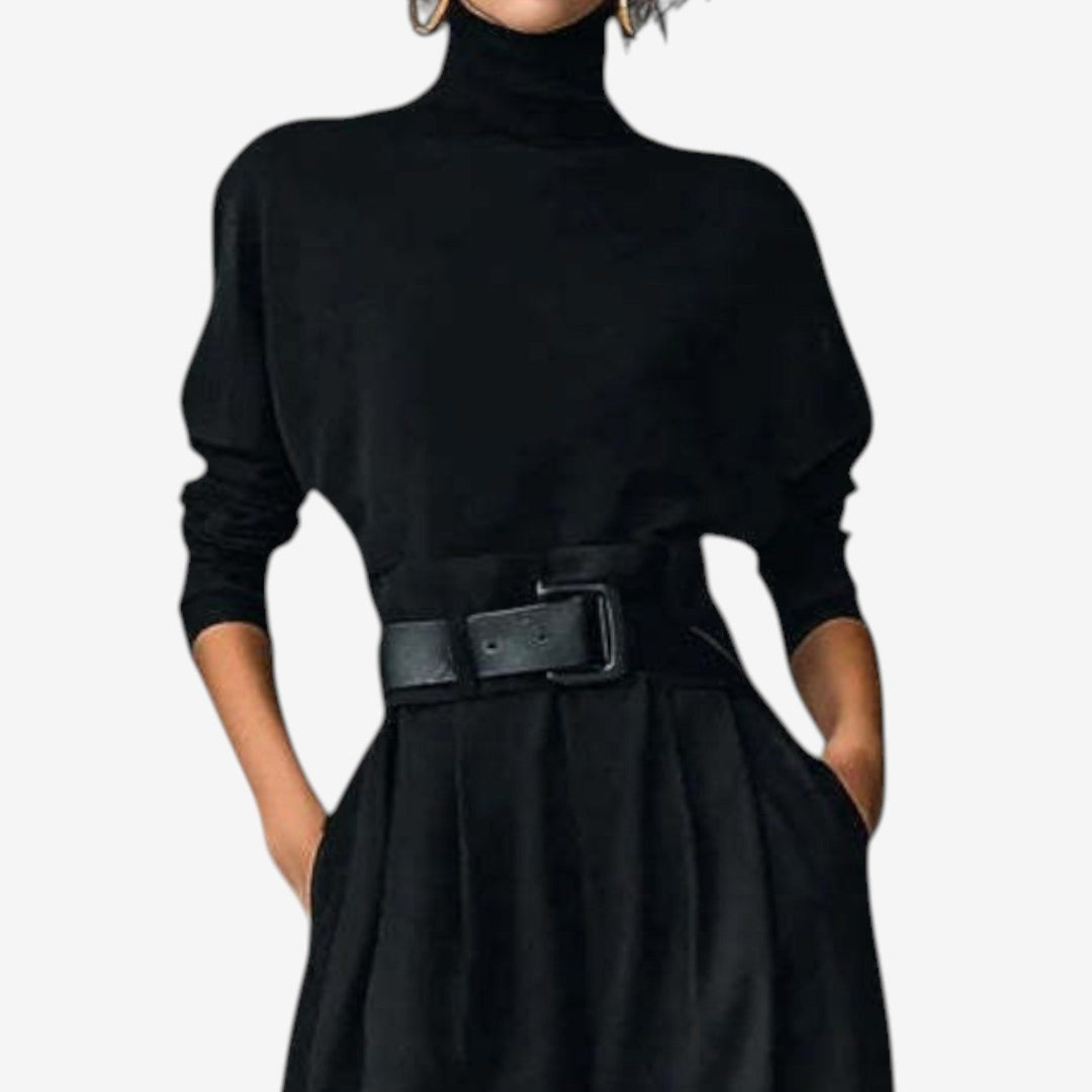 Oleander | Jumpsuit mit weitem Bein, Rollkragen und Gürtel für Damen