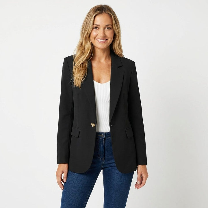 Oriane | Einreihiger Blazer mit Reverskragen und Goldknopf für Damen