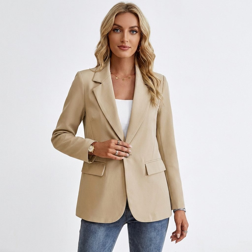 Oriane | Einreihiger Blazer mit Reverskragen und Goldknopf für Damen