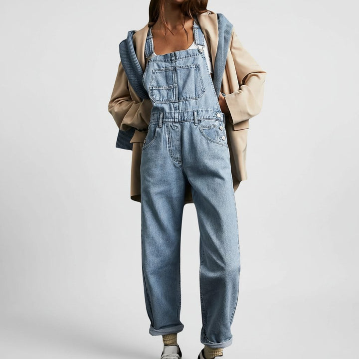 Posy | Lockere Jeans-Latzhose mit weitem Bein für Damen