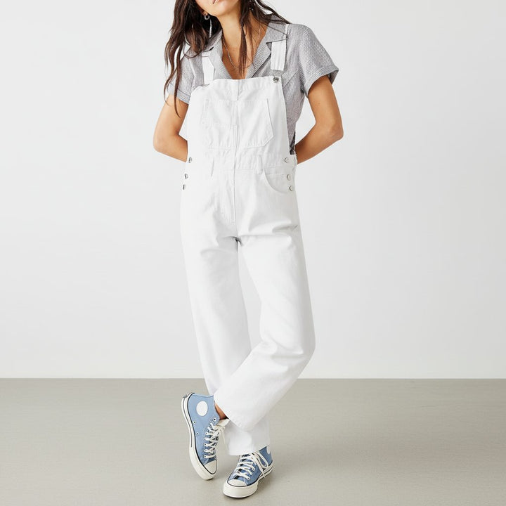 Posy | Lockere Jeans-Latzhose mit weitem Bein für Damen