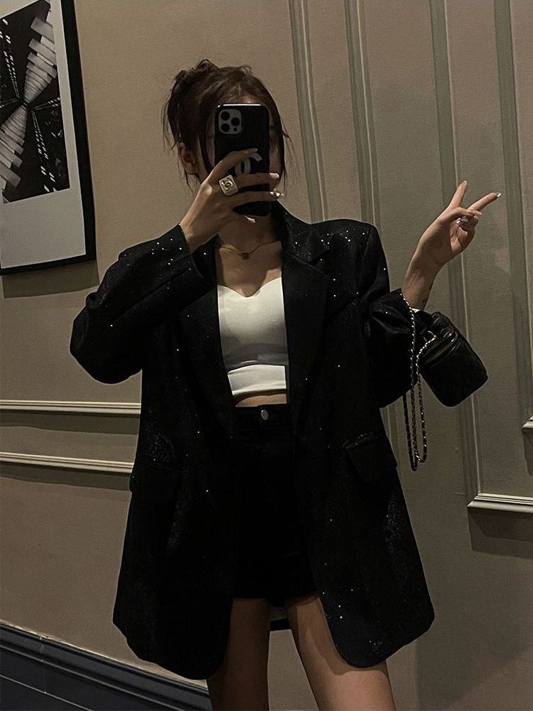 Priscilla | Oversized-Paillettenblazer mit Reverskragen für Damen