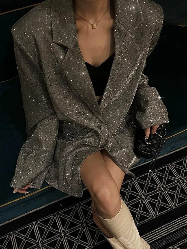 Priscilla | Oversized-Paillettenblazer mit Reverskragen für Damen
