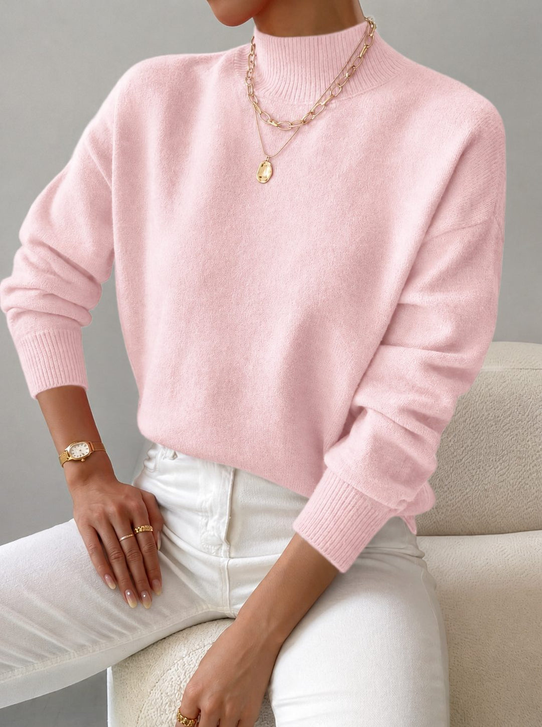 Greta | Rippstrickpullover mit Rollkragen und schmaler Passform für Damen