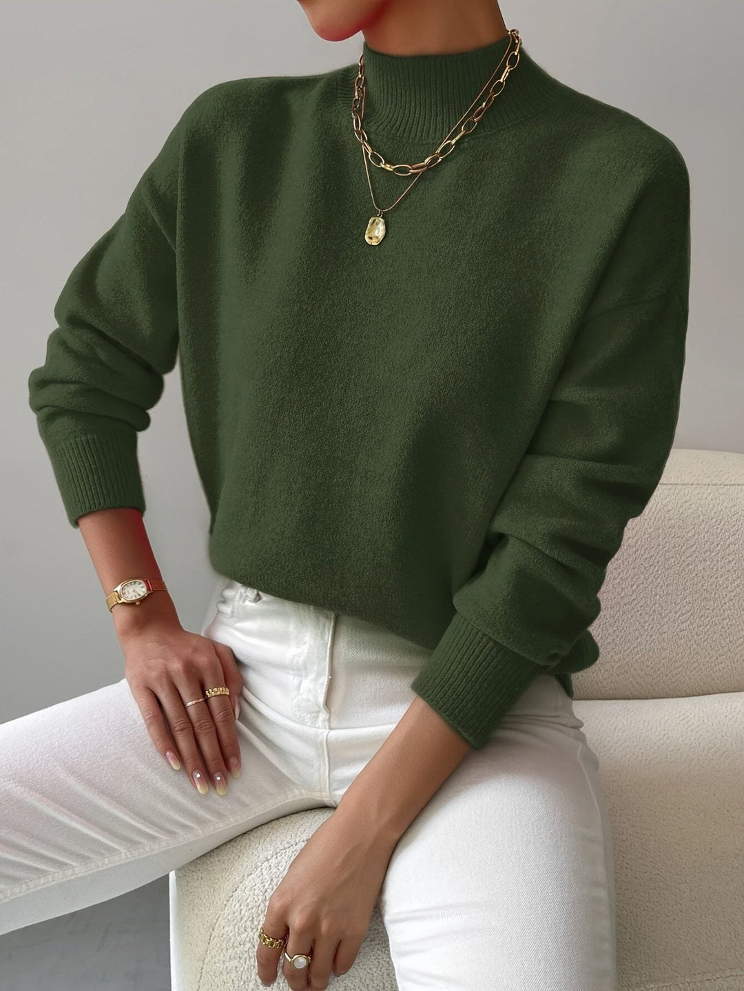 Greta | Rippstrickpullover mit Rollkragen und schmaler Passform für Damen
