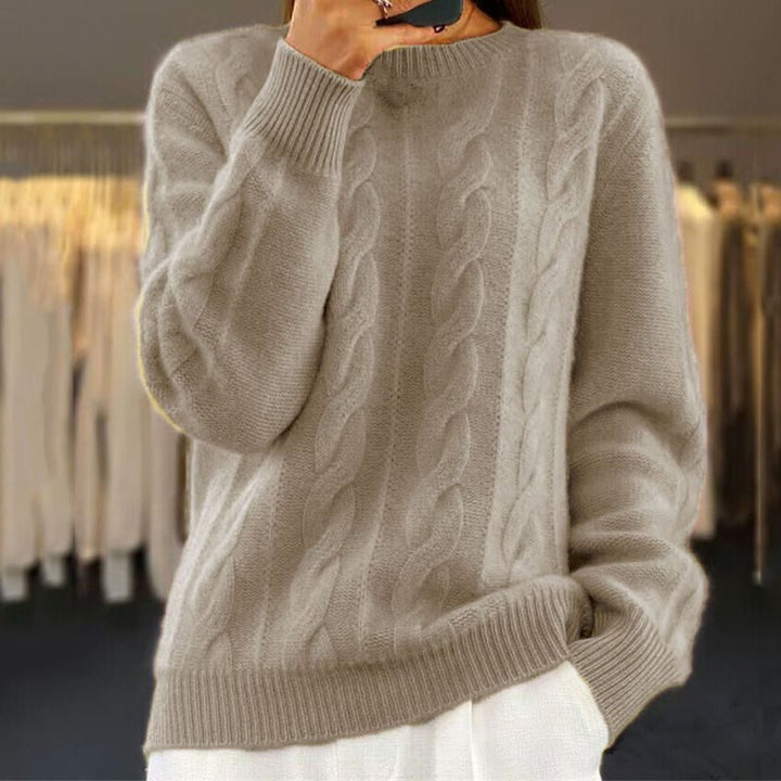 Rikki | Zopfstrickpullover mit Rundhalsausschnitt und lockerer Passform für Damen