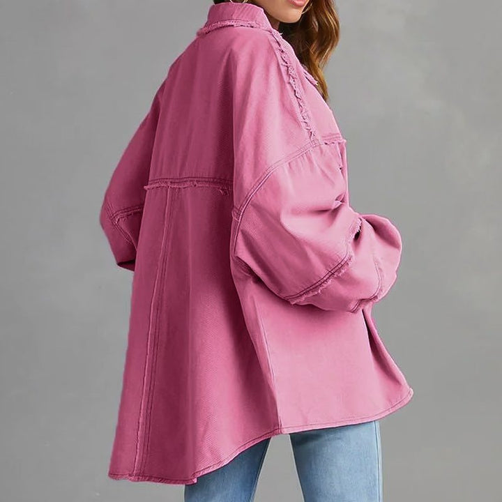 Rozenn | Oversized-Jeanshemdjacke mit Used-Details für Damen