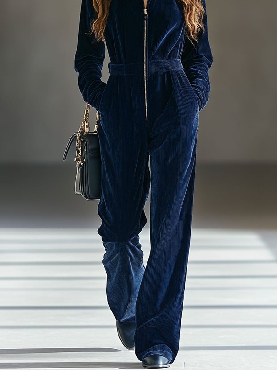 Sarafina | Lockerer Cord-Jumpsuit mit Reissverschluss für Damen