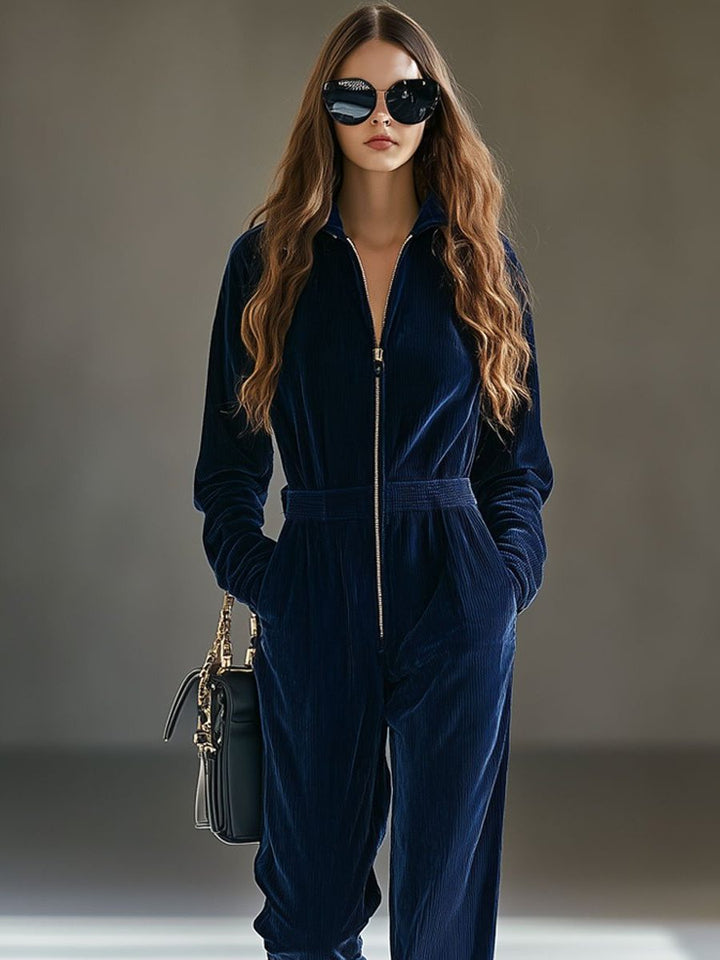 Sarafina | Lockerer Cord-Jumpsuit mit Reissverschluss für Damen