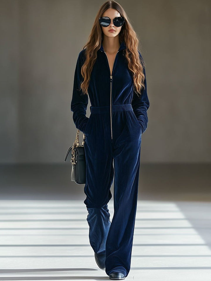 Sarafina | Lockerer Cord-Jumpsuit mit Reissverschluss für Damen