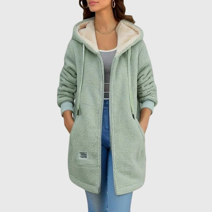 Sophie | Fleecejacke mit Kapuze und Sherpa-Futter für Damen