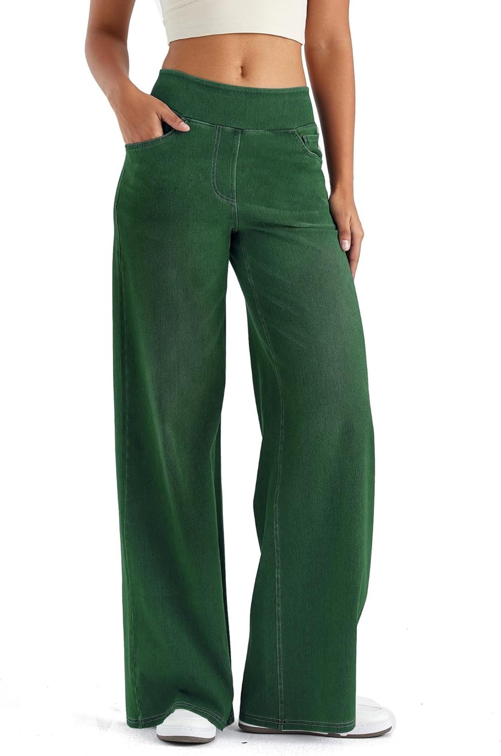 Thomasina | High-Waist-Jeans mit weitem Bein und Gummibund zum Hineinschlüpfen für Damen