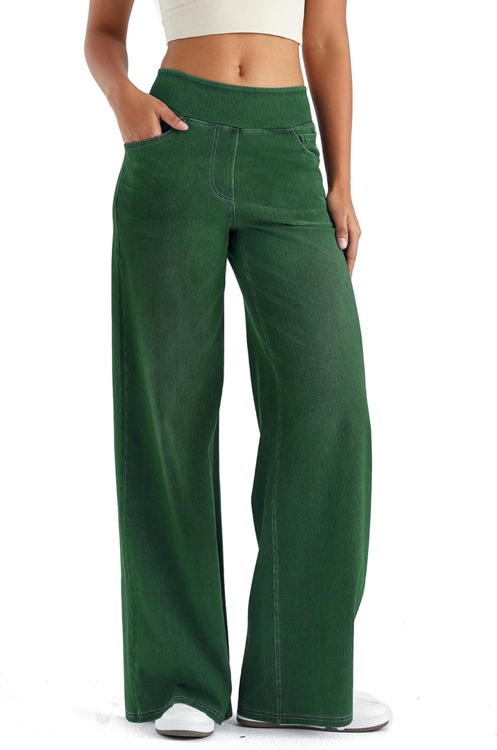 Thomasina | High-Waist-Jeans mit weitem Bein und Gummibund zum Hineinschlüpfen für Damen