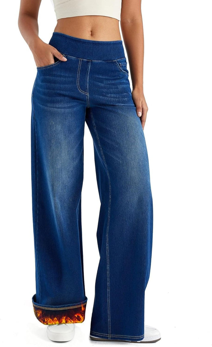 Thomasina | High-Waist-Jeans mit weitem Bein und Gummibund zum Hineinschlüpfen für Damen