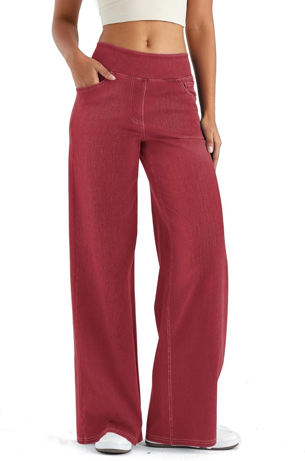 Thomasina | High-Waist-Jeans mit weitem Bein und Gummibund zum Hineinschlüpfen für Damen