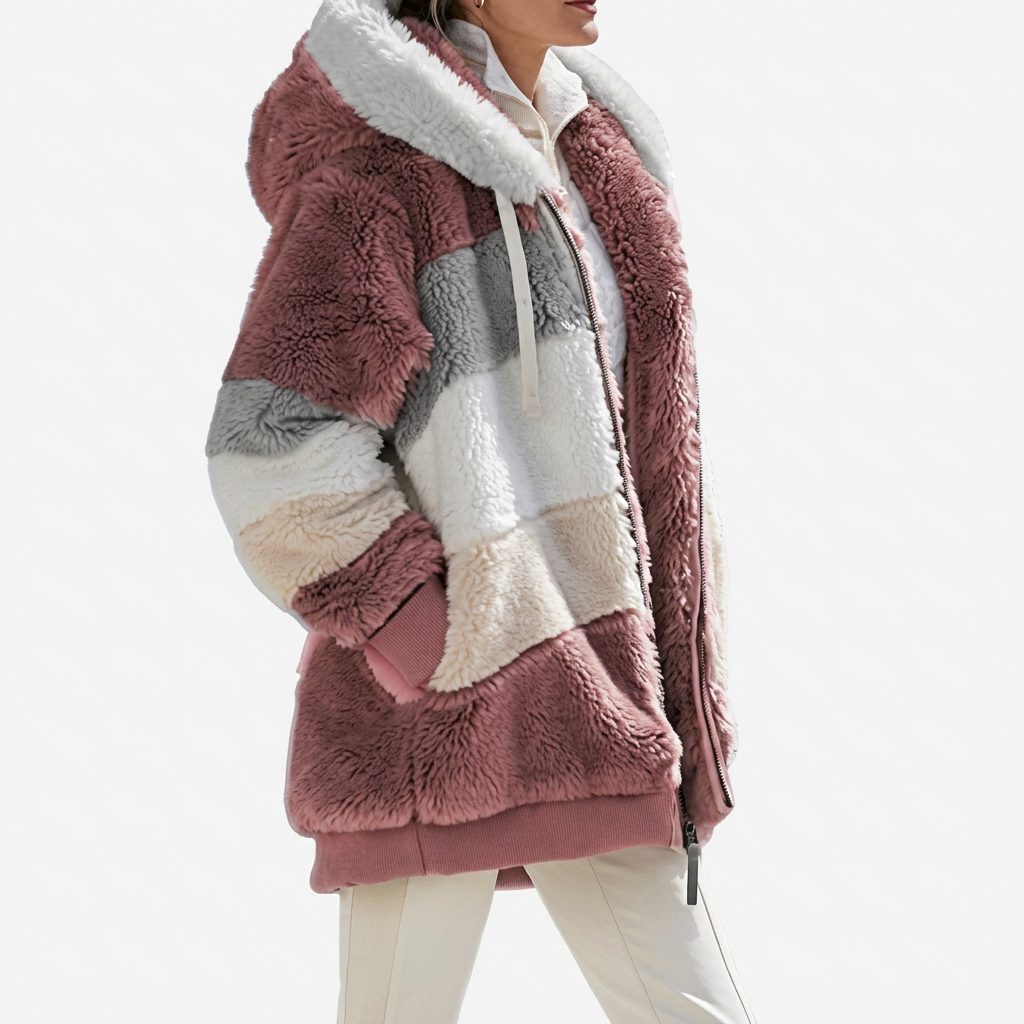 Vevina | Gefütterte Steppjacke mit Kapuze und Kunstfellbesatz für Damen