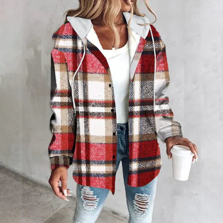 Victorine | Karierte Oversized-Strickjacke mit Knopfleiste für Damen