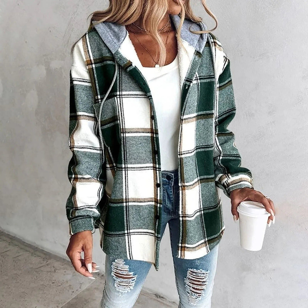 Victorine | Karierte Oversized-Strickjacke mit Knopfleiste für Damen