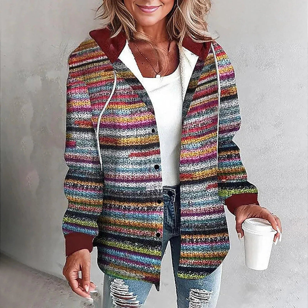 Victorine | Karierte Oversized-Strickjacke mit Knopfleiste für Damen