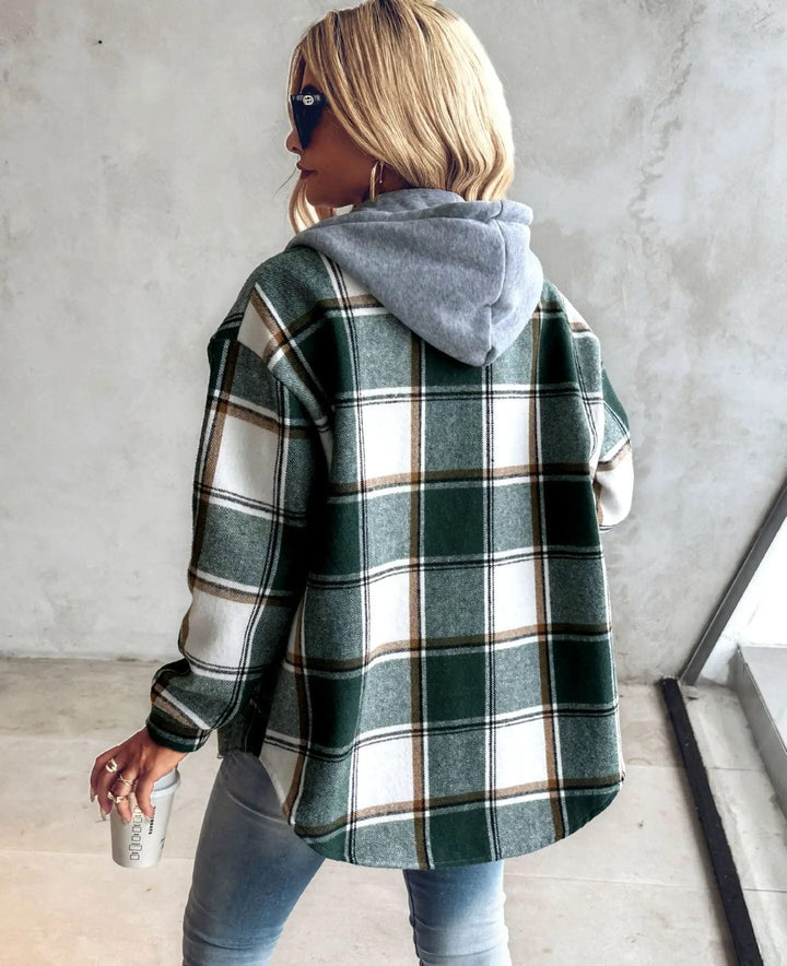 Victorine | Karierte Oversized-Strickjacke mit Knopfleiste für Damen