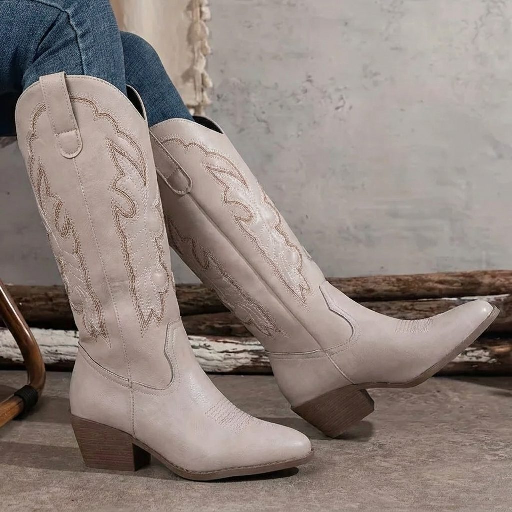 Wendeline | Bestickte Cowgirl-Stiefel mit Blockabsatz für Damen