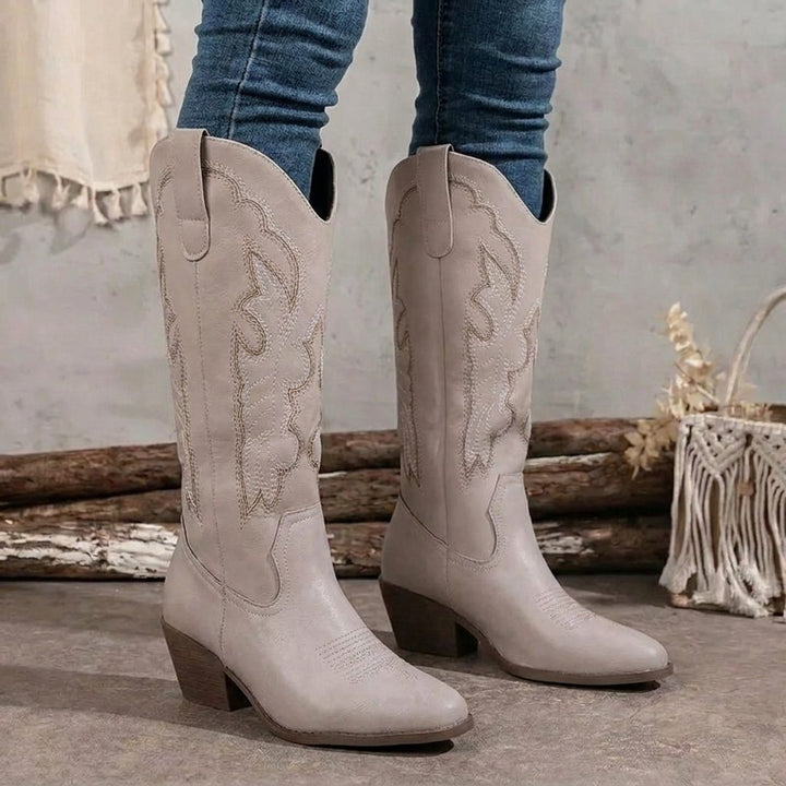 Wendeline | Bestickte Cowgirl-Stiefel mit Blockabsatz für Damen